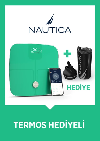 Nautica Vücut Analizli Smart Akıllı Bluetooth Tartı Baskül + Nautica 500 ml Termos Hediyeli