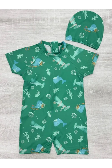 Erkek Çocuk Boneli Mayo Takımı (Tulum Mayo+Bone) 2-8 Yaş 12219 - 6