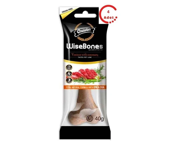 Gnawlers Wise Bones Geyik Etli ve Biberiyeli Köpek Ödül Kemiği 40 Gr x 4 Adet - 1