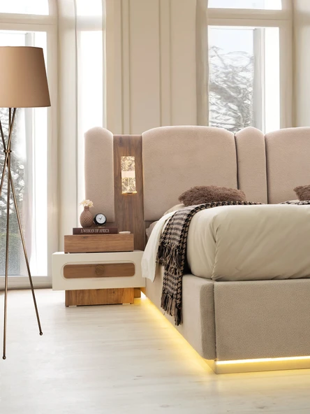 KUBBE MDF BAZALI LEDLİ YATAK ODASI TAKIMI - Resim 5