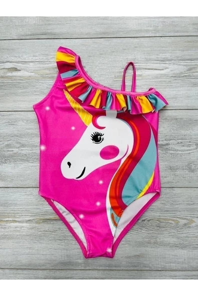 Kız Çocuk Omuz Fırfırlı Mayo 3-10 Yaş 12220