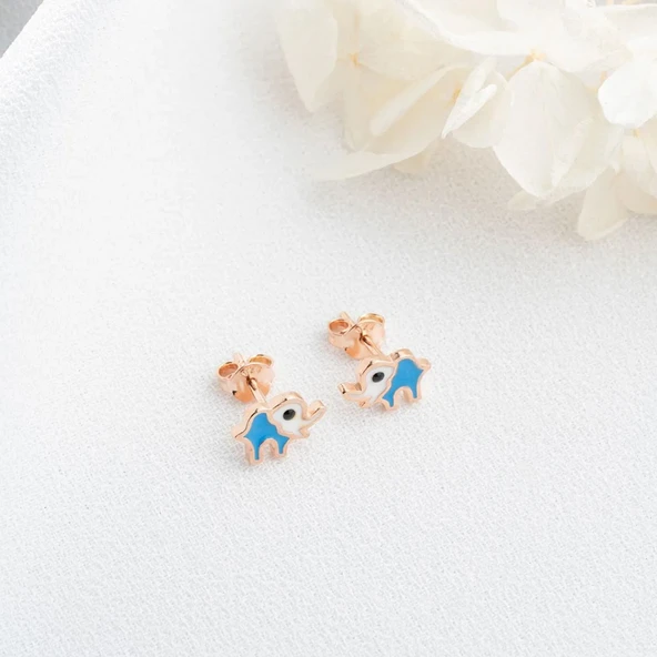 Vaoov 925 Ayar Gümüş Mineli Fil Küpe - Resim 4