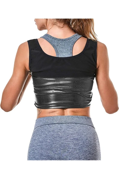 Kadın Termal Sauna Atlet Yağ Yakımınıza Zayıflamanıza Yardımcı Renk Siyah (EX-04) - 9