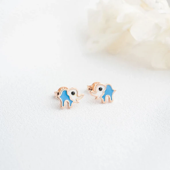 Vaoov 925 Ayar Gümüş Mineli Fil Küpe - Resim 2