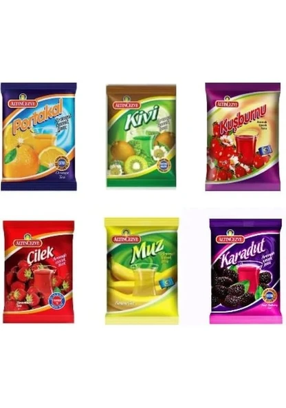 TALAS Altıncezve Toz İçecek 250 G 6 lı Paket_Portakal-Kivi-Kuşburnu-Çilek-Muz-Karadut