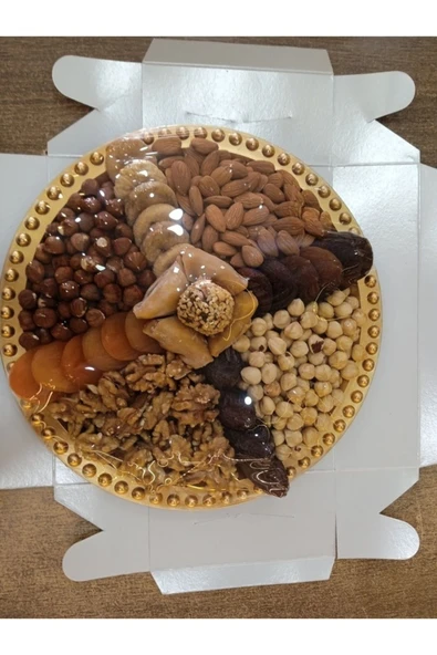 TALAS Kuruyemiş Karışık Kuru Meyve ve Kuruyemiş Tabağı Yuvarlak 1 KG ürün görseli