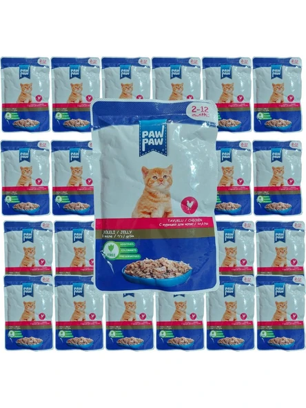 Paw Paw Jöle Içinde Tavuklu Yaş Yavru Kedi Maması 85 gr x 24 Adet - 1