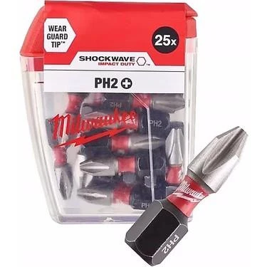 Milwaukee BİTS UÇ PH2 25mm 25Lİ PKT SHOCKWAVE