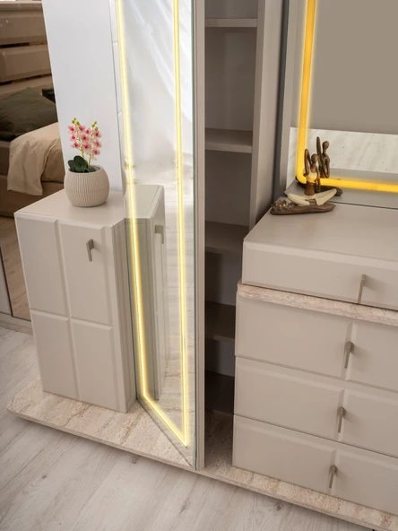 PETRA MDF BAZALI LEDLİ YATAK ODASI TAKIMI - Resim 4