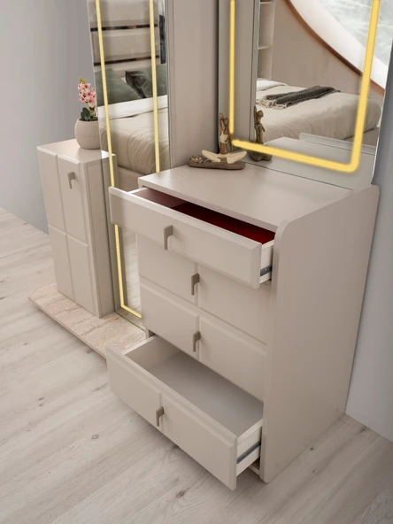 PETRA MDF BAZALI LEDLİ YATAK ODASI TAKIMI - Resim 3