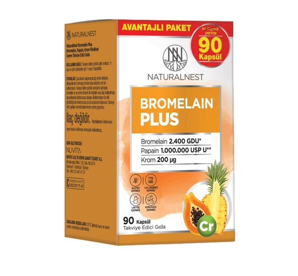 Naturalnest Bromelain Plus 90 Kapsül
