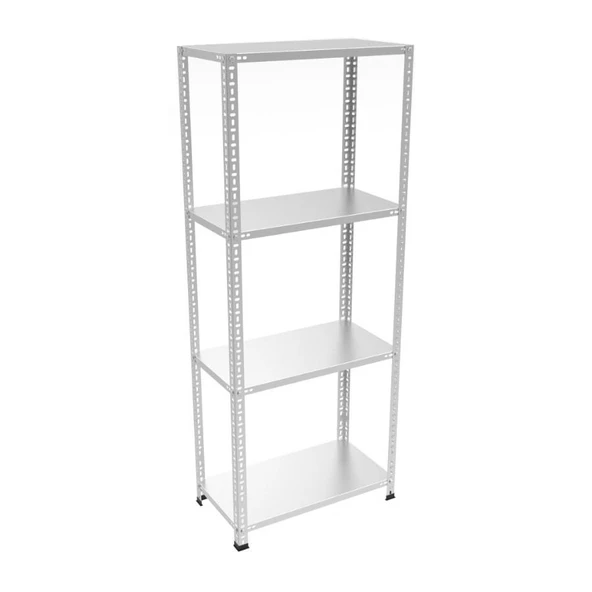 4 Katlı Galvaniz Çelik Raf - Depo, Arşiv, Kiler, Dosya, Market, Bakkal Rafı  31 CM 60 CM 100 CM 0,70 MM