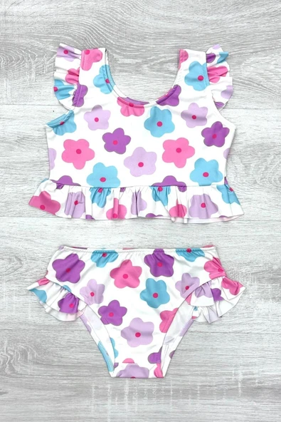 Kız Çocuk Fırfırlı Mayo Takımı 2-10 Yaş 12221 - 2