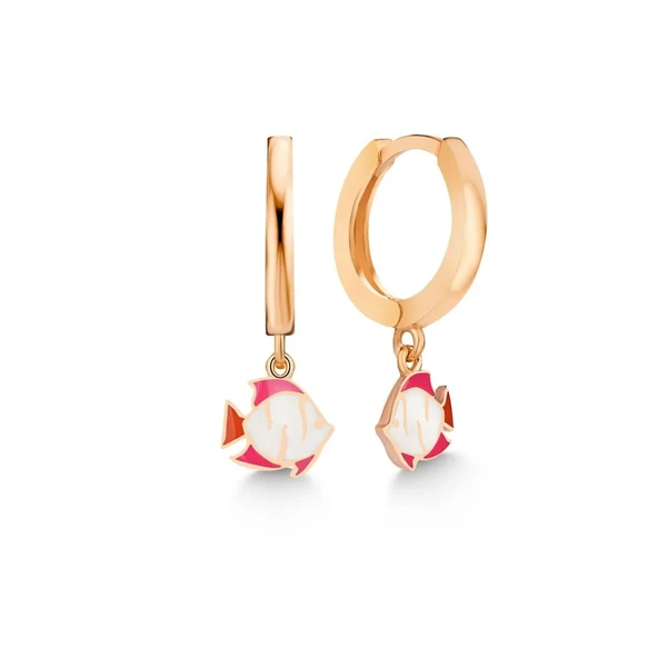 Vaoov 925 Ayar Gümüş Mineli Balık Çocuk Küpe - Resim 2