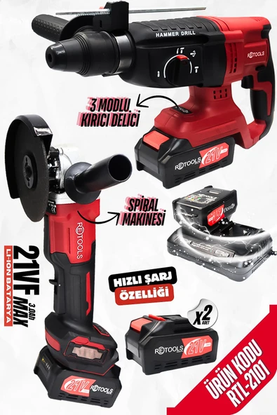 RETOOLS 2 Lİ SET(SPİRAL,HİLTİ (ÇİFT PORTLU ŞARJ ALETLİ)
