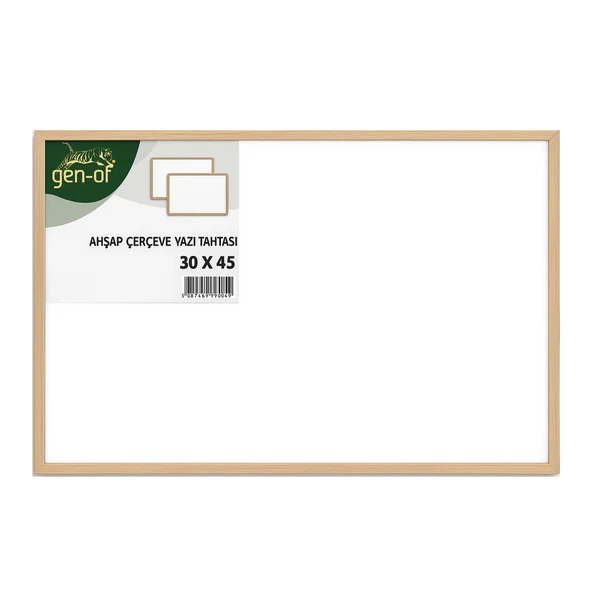 Gen-Of 30x45 Ahşap Çerçeve Duvara Monte Yazı Tahtası Beyaz (GEN-103)