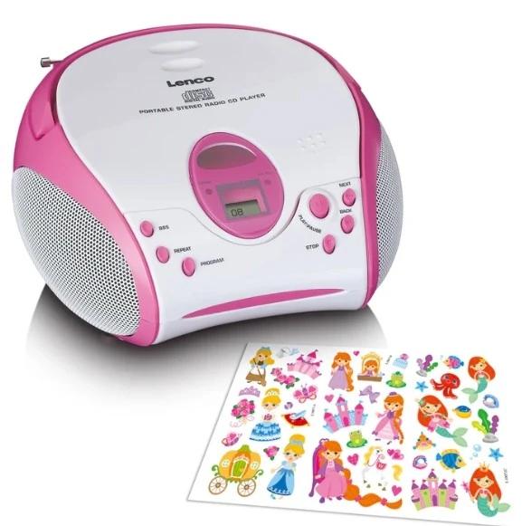 LENCO SCD-24PK kids - CD çalarlı taşınabilir stereo FM radyo - Pembe