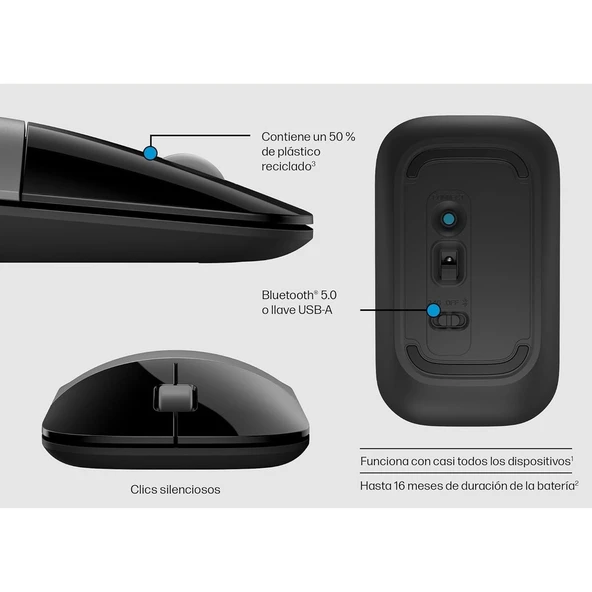 HP Z3700 Dual Silver Wireless Mouse Euro 758A9AA - 6