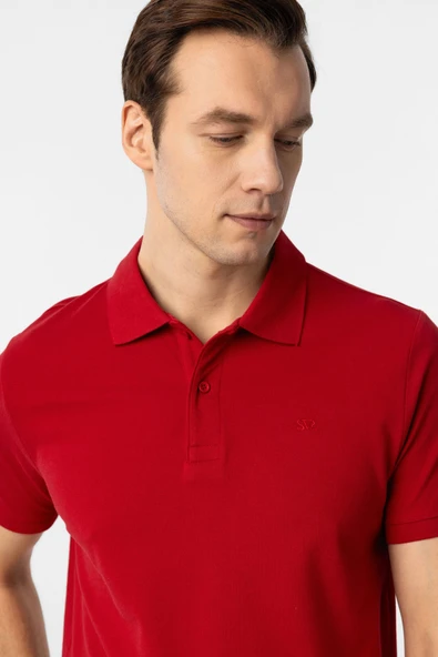 Süvari Dar Kesim Pamuk Çekmeyen Kumaş Polo Yaka Tişört - 10