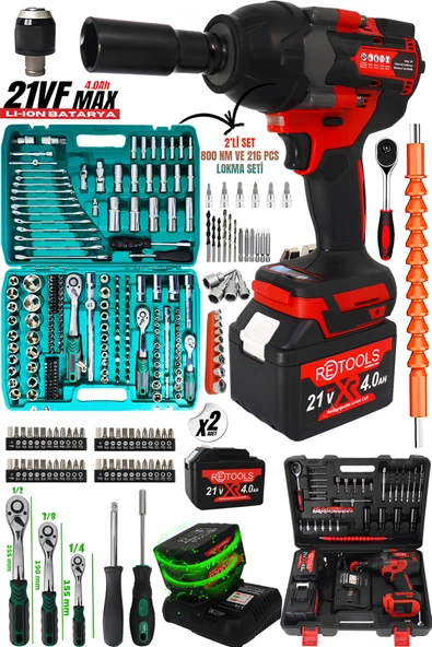 RETOOLS 2 Lİ SET (800 NM KIRMIZI - 216 PARÇA LOKMA TAKIMI)