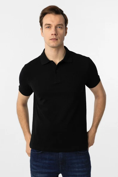 Süvari Dar Kesim Pamuk Çekmeyen Kumaş Polo Yaka Tişört - 11