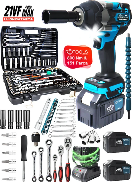 RETOOLS 2'Lİ SET (800 NM TORKLU - 216 PARÇA LOKMA TAKIMI)