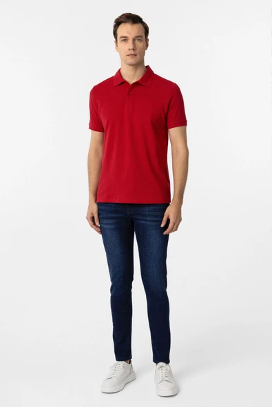 Süvari Dar Kesim Pamuk Çekmeyen Kumaş Polo Yaka Tişört - 9