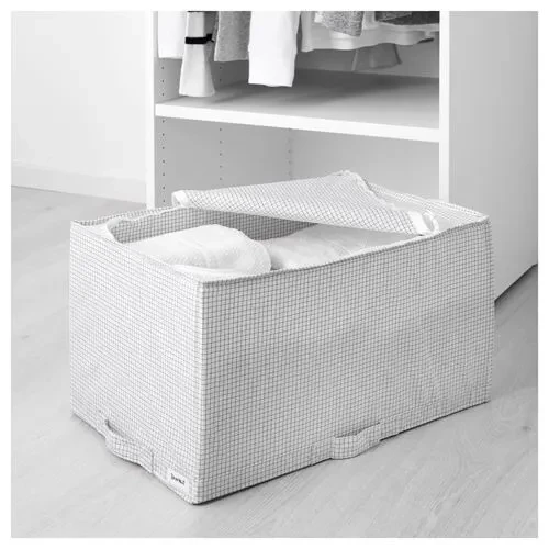 IKEA STUK 34x51x28 Cm Giysi Çarşaf Nevresim Saklama Kutusu Bohça Hurç Beyaz-grı Renk - 2