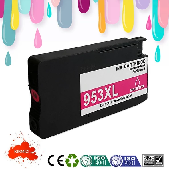 HP 953XL Yüksek Kapasiteli Kırmızı Muadil Mürekkep Kartuş l F6U17