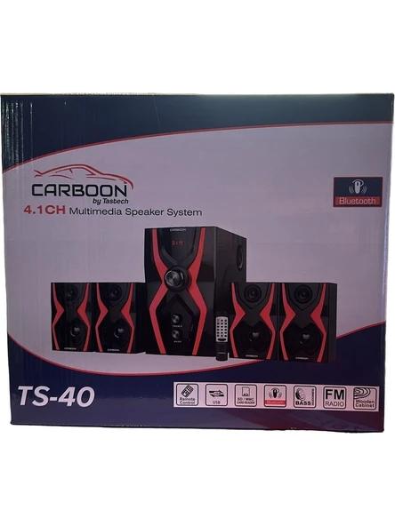 Carboon Serisi Ts-40 52 Watt Bluetoothlu 4+1 Dijital Ekran Radyolu USB Tf Destekli Ses Sistemi - 4