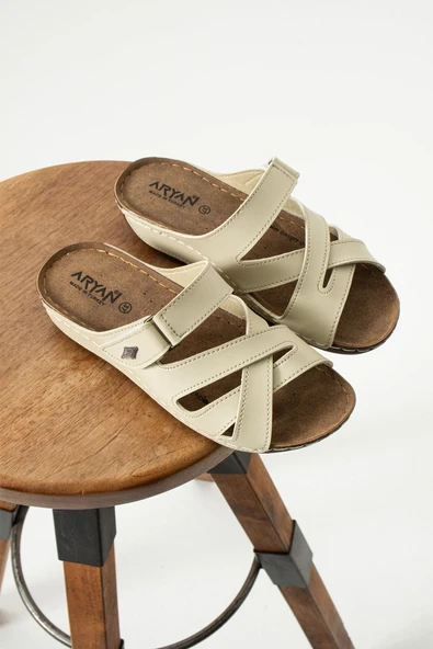 Albishoes Lisbon Kadın Cırtlı Çapraz Desenli Yumuşak Rahat Gün Boyu Konfor Günlük Kadın Terlik - 5