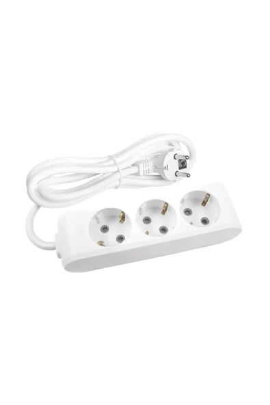 3’lü 2m Uzatma Kablosu Yüksek Kalite Elektrik Kablosu Topraklı Priz - 2