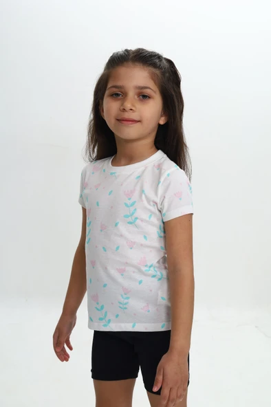 Toontoy Kız Çocuk Komple Lale Baskılı Tişört - 4