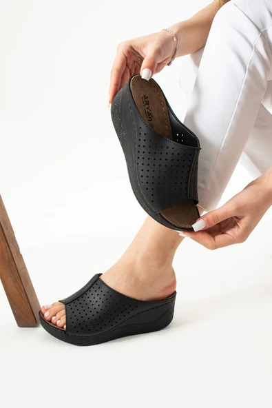 Albishoes Nicky Kadın Kalın Taban Yumuşak 6 CM Gizli Dolgu Topuk Anne Kadın Ev Terlik Günlük Terlik - 5