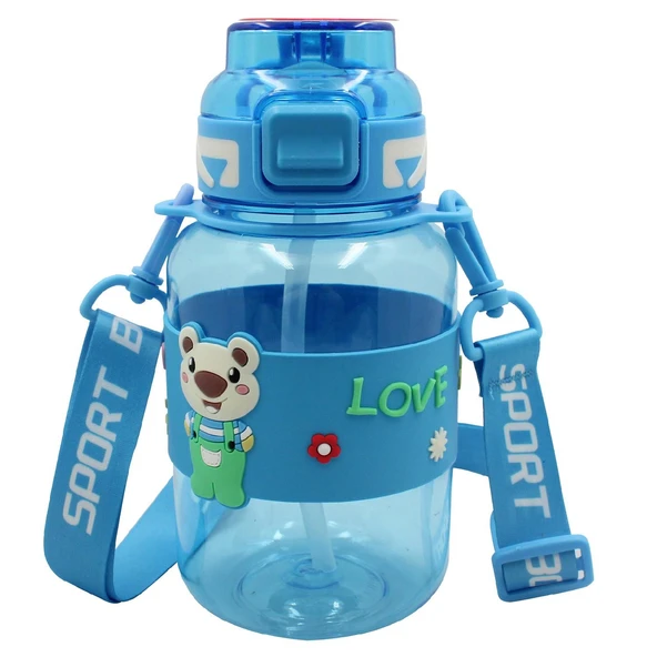 Noki Kids Kilitli Kapak Pipetli Askılı Ayıcıklı Matara 800 ml - 4
