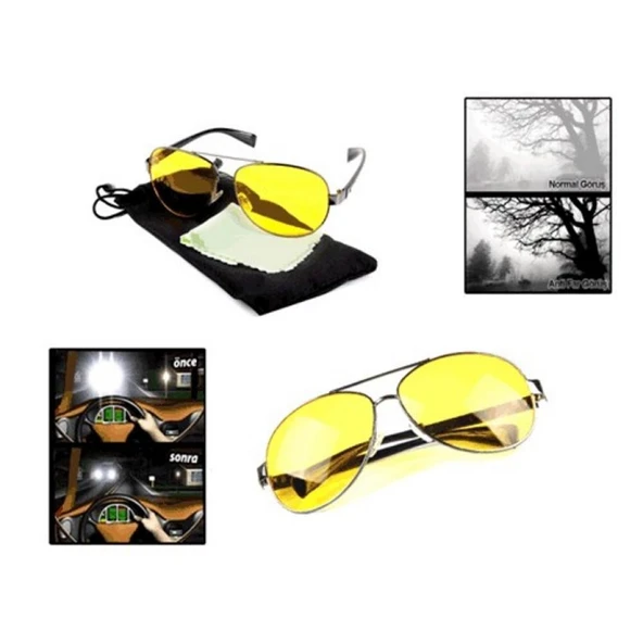 Metal Çerçeveli Anti Far Gece Görüş Gözlüğü (Damla Modeli) (368368)