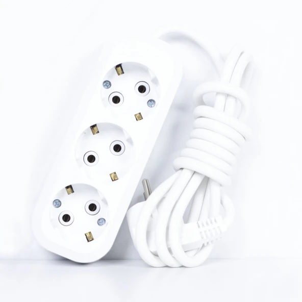 3’lü 2m Uzatma Kablosu Yüksek Kalite Elektrik Kablosu Topraklı Priz