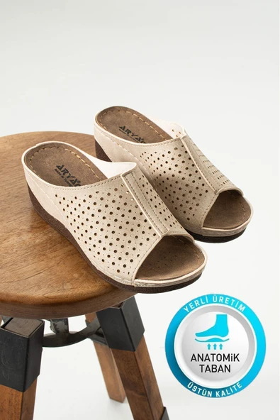 Albishoes Nicky Kadın Kalın Taban Yumuşak 6 CM Gizli Dolgu Topuk Anne Kadın Ev Terlik Günlük Terlik