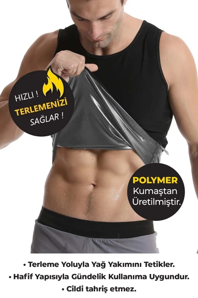 Erkek Termal Sauna Atlet Yağ Yakımınıza Zayıflamanıza Yardımcı Renk Siyah(EX-04) - 7