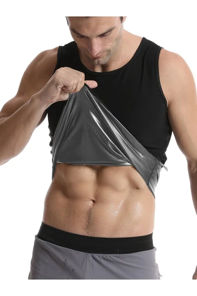 Erkek Termal Sauna Atlet Yağ Yakımınıza Zayıflamanıza Yardımcı Renk Siyah(EX-04) - 10