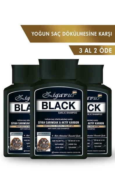 Zigavus Black Siyah Sarımsaklı Şampuan 300 ml - 3 Al 2 Öde