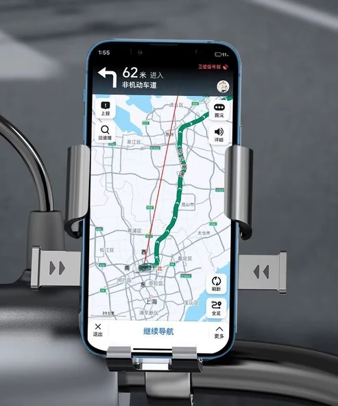 Bisiklet Motosiklet Telefon Tutucu Ayna Bağlantılı,Otomatik Kilitlemeli Metal Bağlantı Aparatlı - 6