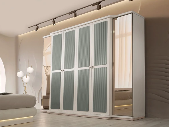 TURKUAZ MDF BAZALI LEDLİ YATAK ODASI TAKIMI - Resim 3