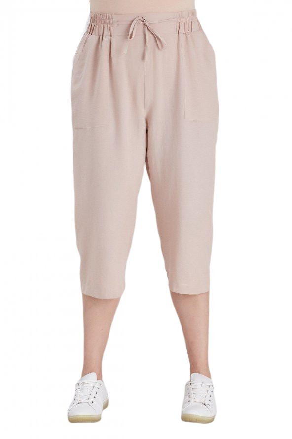 Fierte Kadın Büyük Beden Kapri Rg1611 Elastik Bel Diz Altı Spor Cep - 3