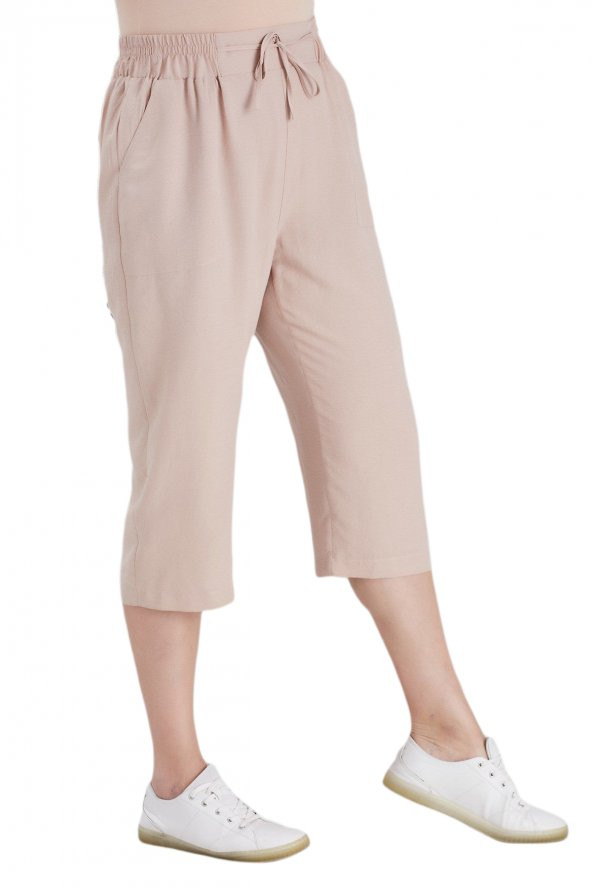 Fierte Kadın Büyük Beden Kapri Rg1611 Elastik Bel Diz Altı Spor Cep - 4