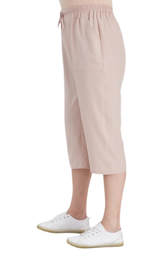 Fierte Kadın Büyük Beden Kapri Rg1611 Elastik Bel Diz Altı Spor Cep - 5