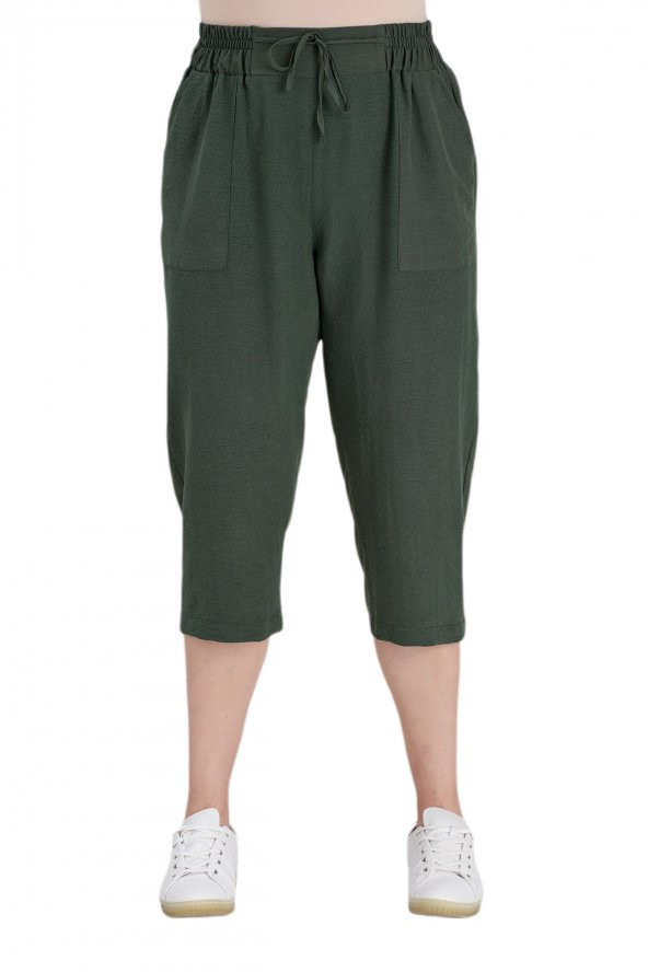 Fierte Kadın Büyük Beden Kapri Rg1611 Elastik Bel Diz Altı Spor Cep - 8