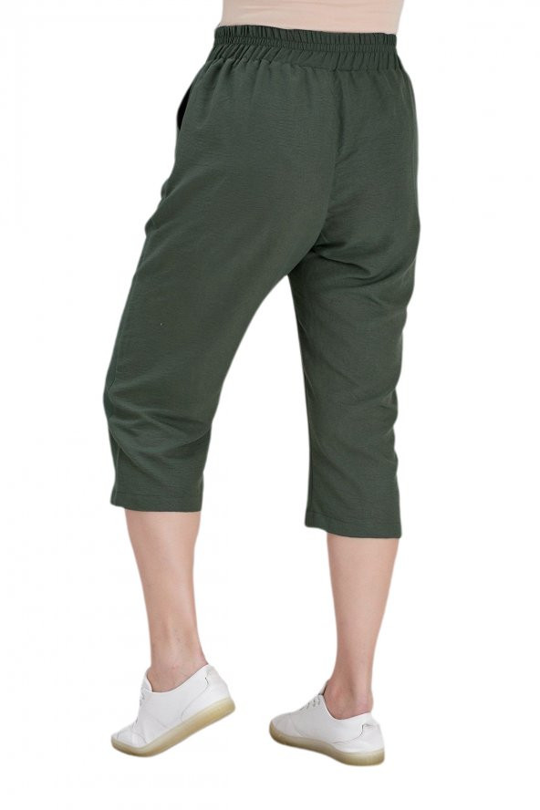 Fierte Kadın Büyük Beden Kapri Rg1611 Elastik Bel Diz Altı Spor Cep - 11