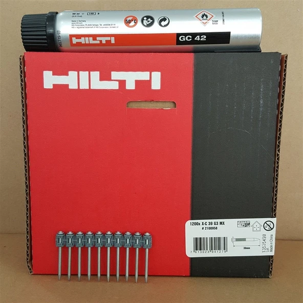 Hilti Gx 3 Gazlı Tabanca Çivisi 2.7 mm 1200 Adet GC 42 Gaz Tüpü Dahil