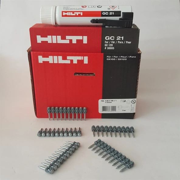 Hilti Gx 100/120 Gazlı Tabanca Çivisi 2.7 mm 750 Adet + GC 22 Gaz Tüpü Dahil - 2